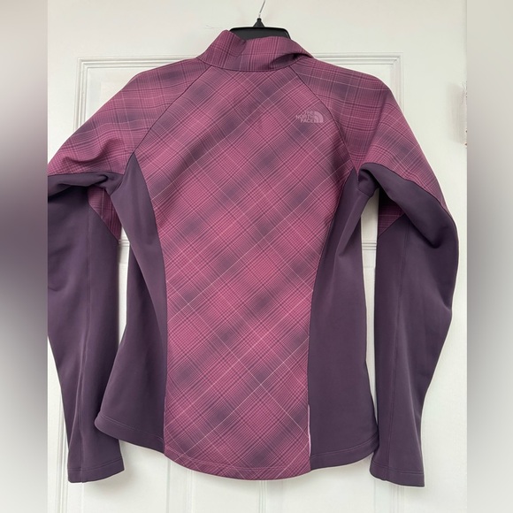 North Face S Purple grid plaid Jacket coat shell lightweight TNF - Picture 2 of 4